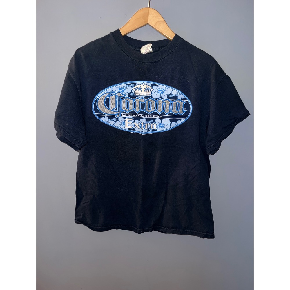Vintage 2006 Corona Extra Beer T-Shirt Black‎ Hibiscus Graphic Mens Large L